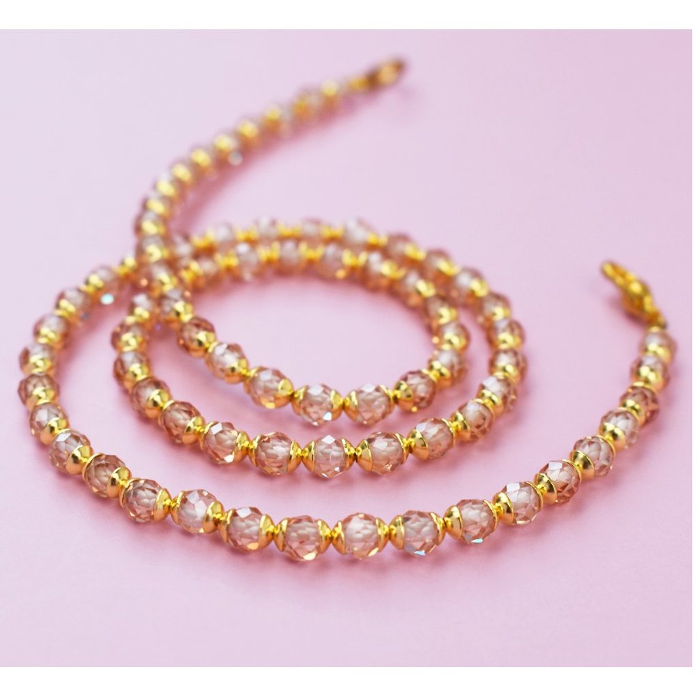 Simple champagne crystal choker, dainty faceted gemstone bead necklace